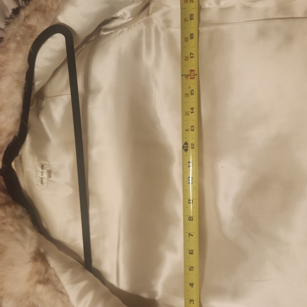 Cream Multi Colored Rabbit Fur Coat - Picture 9 of 12
